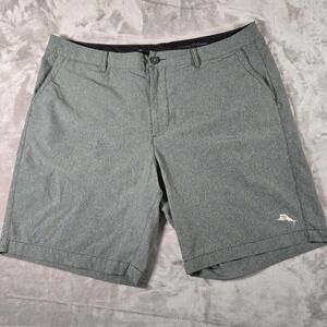 Tommy Bahama Men's Olive Green Shorts 36 Poly Blend Casual Golf Flat‎ Front